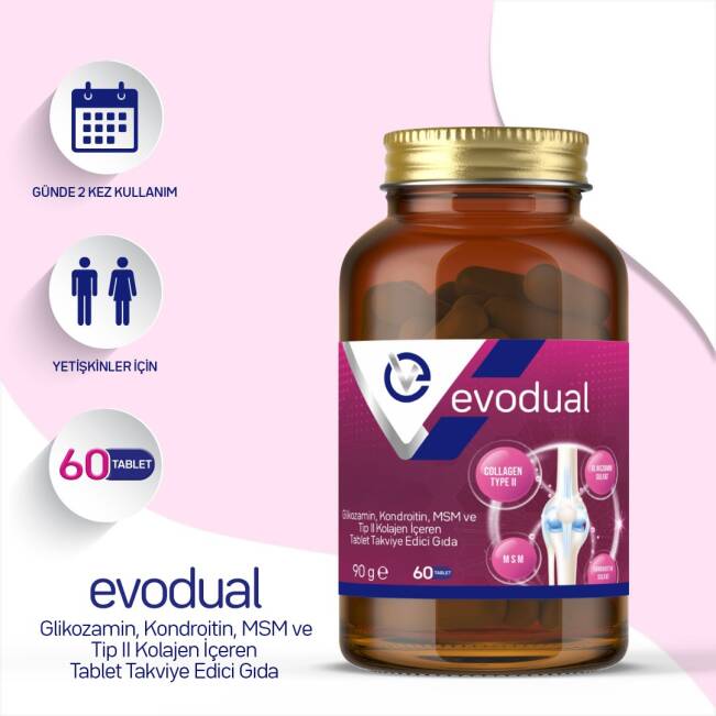 EVODUAL (Glikozamin, Kondroitin, MSM ve T İP II Kollajen İçeren Tablet Takviye Edici Gıda) - 1