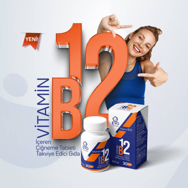 Evopharma Vitamin B12 İçeren Çiğneme Tableti Takviye Edici Gıda 30 Tablet - 4
