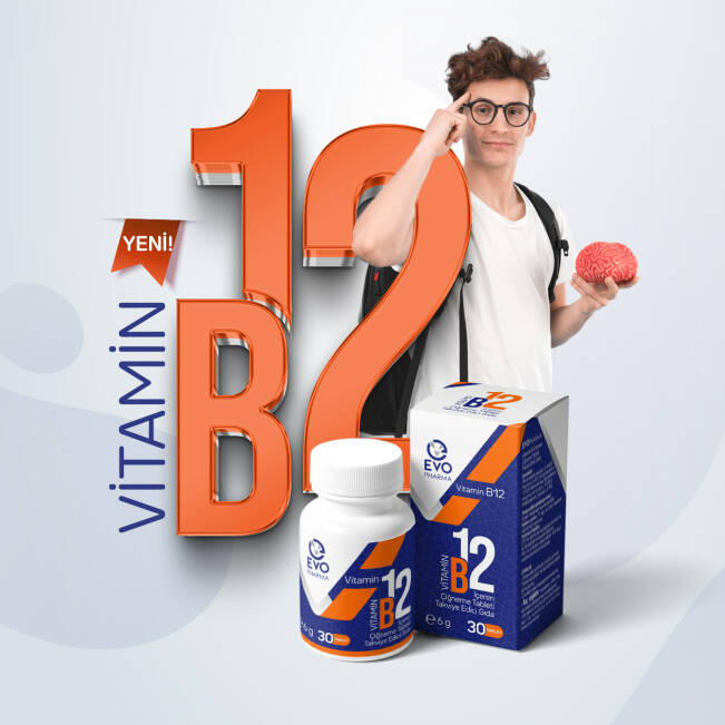 Evopharma Vitamin B12 İçeren Çiğneme Tableti Takviye Edici Gıda 30 Tablet - 5