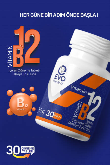 Evopharma Vitamin B12 İçeren Çiğneme Tableti Takviye Edici Gıda 30 Tablet - 5