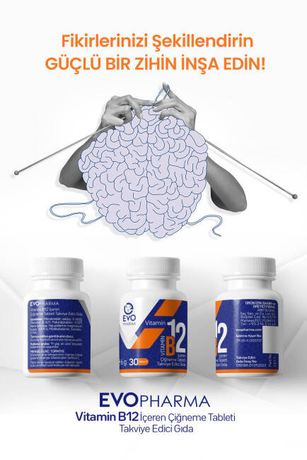 Evopharma Vitamin B12 İçeren Çiğneme Tableti Takviye Edici Gıda 30 Tablet - 8