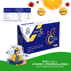 Evopharma Ester C Vitamin Ve Çinko İçeren Takviye Gıda 30 Tablet - 2