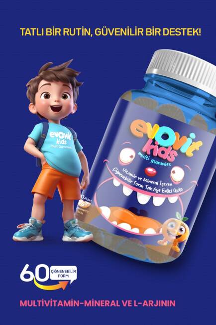 EVOVİT KİDS MULTİ GUMMİES Vitamin ve Mineral İçeren Çiğnenebilir Form Takviye Edici Gıda - 2