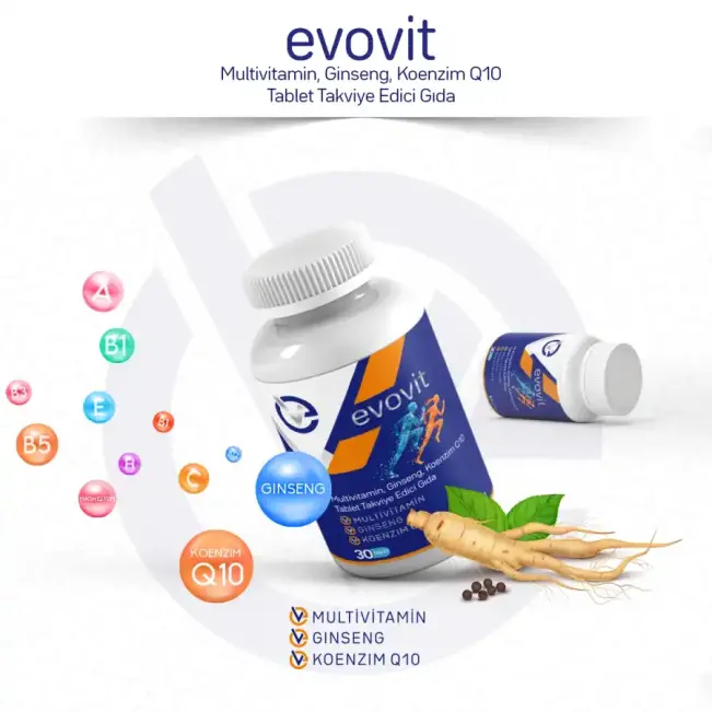 Evovit Multivitamin Ginseng Koenzim Q10 Takviye Edici Gıda 30 Tablet - 5