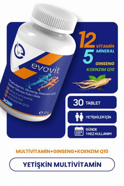 Evovit Multivitamin Ginseng Koenzim Q10 Takviye Edici Gıda 30 Tablet - 1