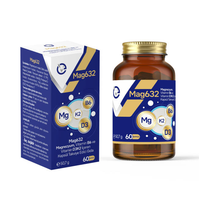 Mag632 Magnezyum, Vitamin B6 ve Vitamin D3K2 İçeren Kapsül Takviye Edici Gıda - 3