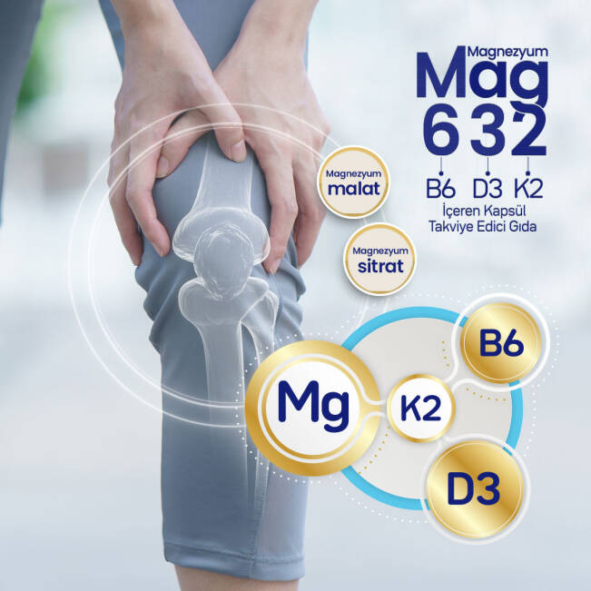 Mag632 Magnezyum, Vitamin B6 ve Vitamin D3K2 İçeren Kapsül Takviye Edici Gıda - 6