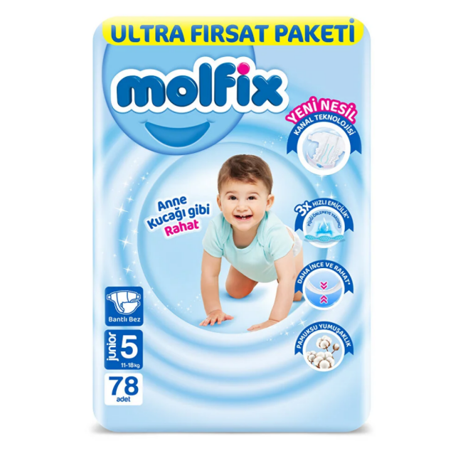 Molfix Bebek Bezi Ultra Fırsat Paketi 5 Beden 11-18 Kg 78 Adet - 1