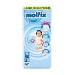 Molfix Bebek Bezi Ultra Fırsat Paketi 6 Beden 15+ Kg 62 Adet - Molfix