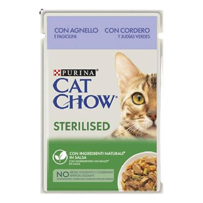 Purina Cat Chow Pouch Kısırlaştırılmış Kuzu Etli Yetişkin Kedi Maması 85 gr - 1