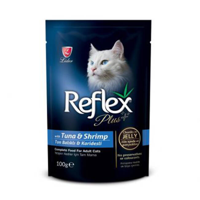 Reflex Plus Pouch Parça Etli Ton Balıklı ve Karidesli Kedi Konservesi 100gr - 1